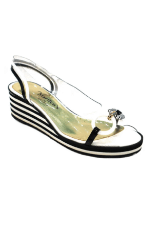 Marilyn's Molia Wedge Clear Black White Confortable Shoe